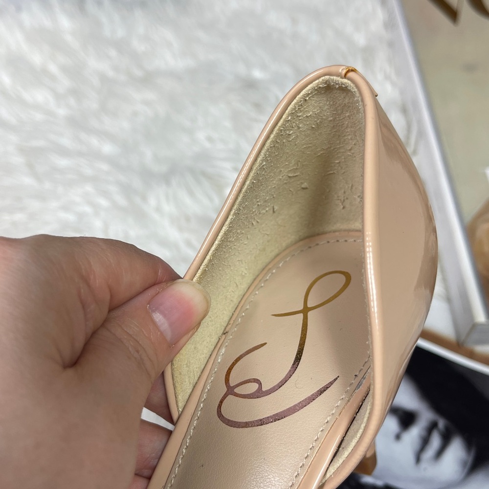 SAM EDELMAN VIV POINTED TOE PUMP Elegant Nude Patent Leather Pumps - Picture 9 of 10